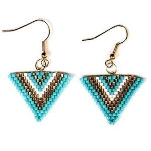 Embra Bead Project / La Esperanza- a small teal triangle drop Earrings ♥️ / teal